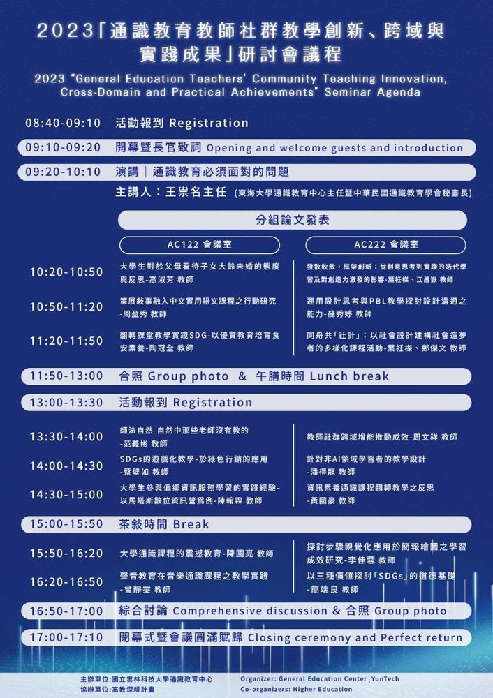 國立雲林科技大學通識教育中心舉辦「2023通識教育教師社群教學創 新、跨域與實踐成果研討會」圖片